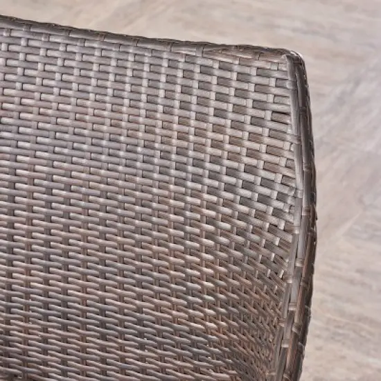 Laurent 5pc Acacia Wood & Wicker Dining Set - Teak/Brown - Christopher Knight Home image {2}