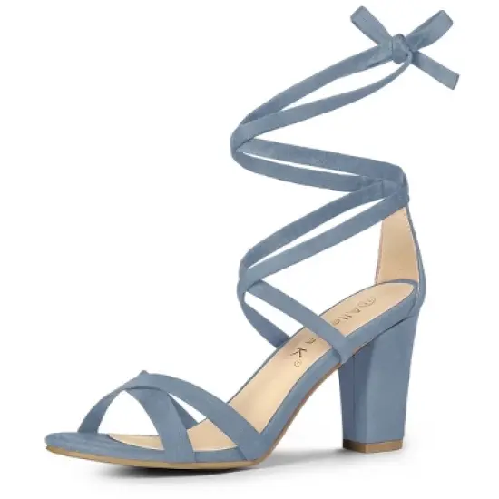 Allegra K Women's Lace Up High Block Heeled Sandals image {13}