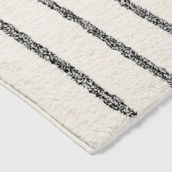 Striped Kids' Bath Rug Black & White - Pillowfort&trade; image {2}