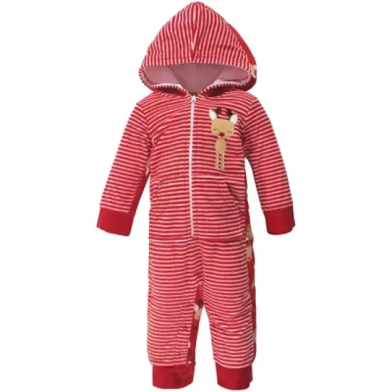 Hudson Baby Infant Fleece Jumpsuits, Coveralls, and Playsuits 2pk, Red Reindeer image {2}