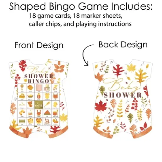 Big Dot of Happiness Fall Foliage Baby - Picture Bingo Cards and Markers - Autumn Leaves Baby Shower Shaped Bingo Game - Set of 18 image {2}