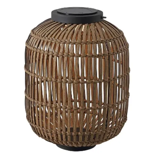 JONATHAN Y Nara Modern Global Faux Rattan Integrated Indoor/Outdoor LED Solar Powered Lantern image {9}