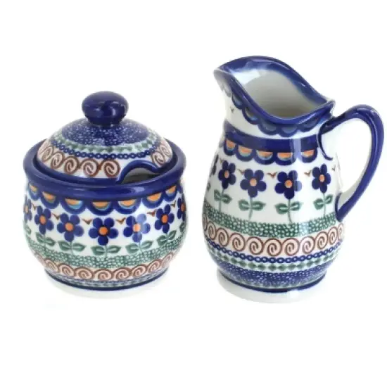 Blue Rose Polish Pottery 1583 Vena Cream & Sugar Set image {5}