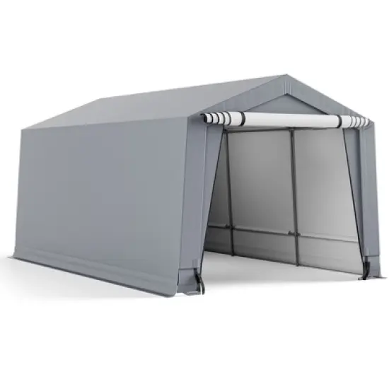 Costway 10' x 16'\10.2' X 20.4'  Heavy-Duty Carport Car Canopy Shelter Outdoor Portable Garage Door image {7}