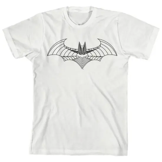 Batman Bat Symbol Line Art White T-Shirt Toddler Boy to Youth Boy image {3}