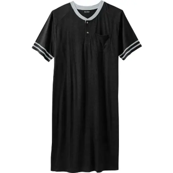 KingSize Men's Big & Tall Short-Sleeve Henley Nightshirt Pajamas image {4}