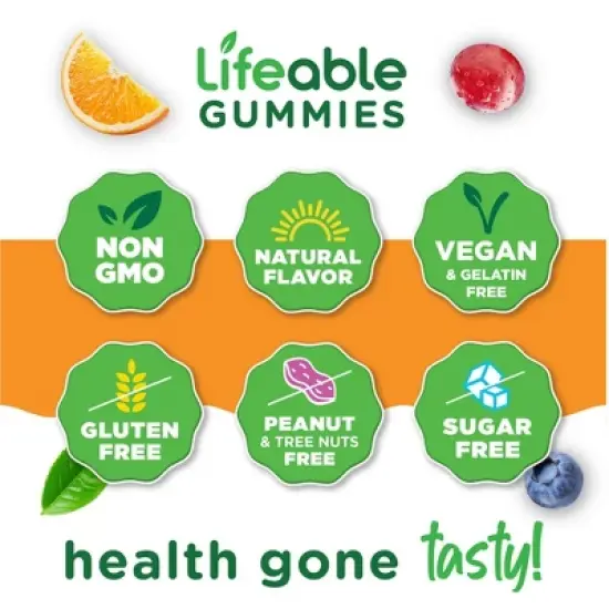 Lifeable - Sugar Free - Sambucus Elderberry + Vitamin C and Zinc - Adults -  60 Gummies image {7}