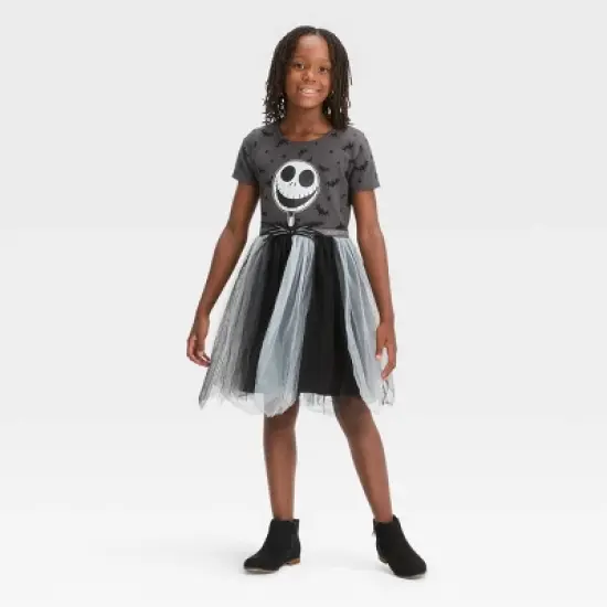 Girls' The Nightmare Before Christmas Jack Skellington Halloween Tutu Dress - Black/Gray image {3}