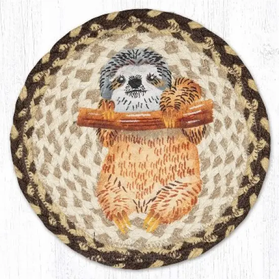 Earth Rugs Sloth Printed Round Jute Trivet &ndash; 10" Relaxed Jungle Animal Design with Heat-Resistant Eco-Friendly Braided Construction image {3}