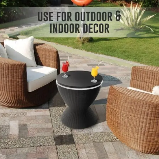 SereneLife Outdoor Cool Bar Table, 7.5 Gallon Beer and Wine Cooler (Grey) image {3}