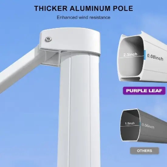 PURPLE LEAF  Patio Umbrella White Cantilever Offset Umbrella Rectangle Outdoor Umbrella with 360-degree Rotation image {2}