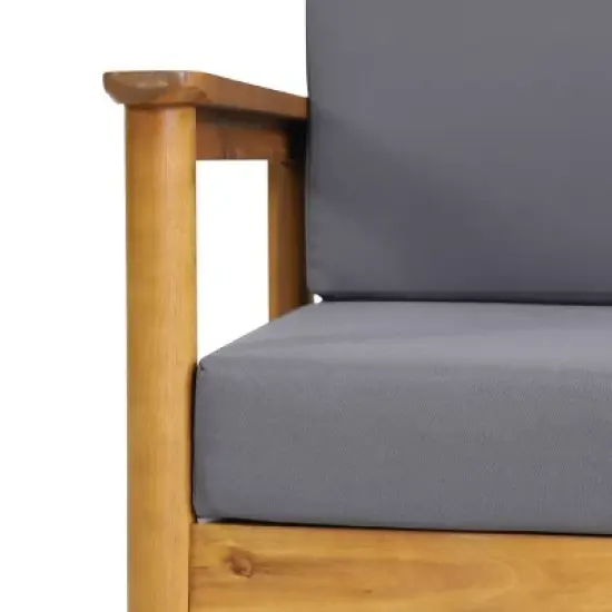 Magnolia Patio Acacia Wood Loveseat - Teak/Dark Gray - Christopher Knight Home image {2}