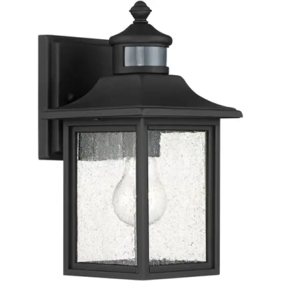 John Timberland Moray Bay Mission Outdoor Wall Light Fixture Black Motion Sensor Dusk to Dawn 11 1/2" Seedy Glass for Post Exterior Barn Deck House image {5}