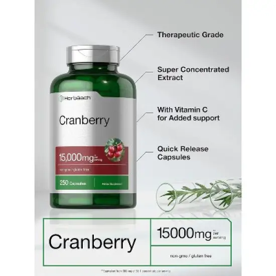 Horbaach Cranberry 15,000mg + Vitamin C | 250 Capsules image {2}