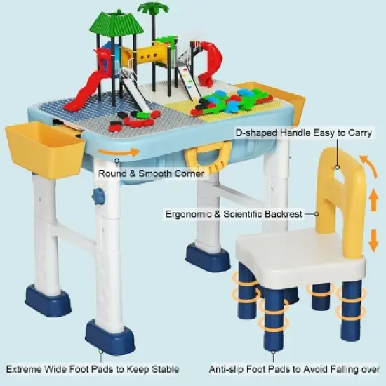 Costway 6 in 1 Kids Activity Table Set w/ Chair Toddler Luggage Building Block Table image {7}
