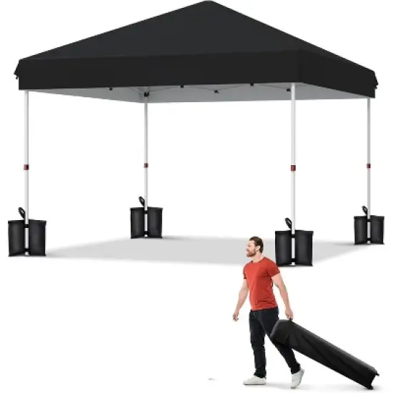 Jojoka 10x10 Pop Up Canopy Tent,Patio Canopy Tent with One Button Push Setup,4 Weight Bags,3 Adjustable Height image {7}