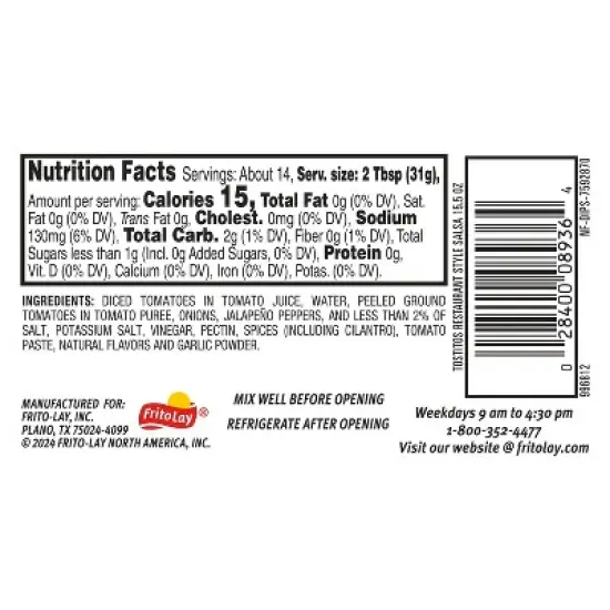 Tostitos Restaurant Style Salsa Dip - 15.5oz image {2}