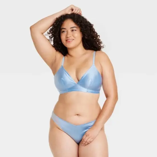 Women's Satin Bralette - Colsie&trade; Blue image {3}