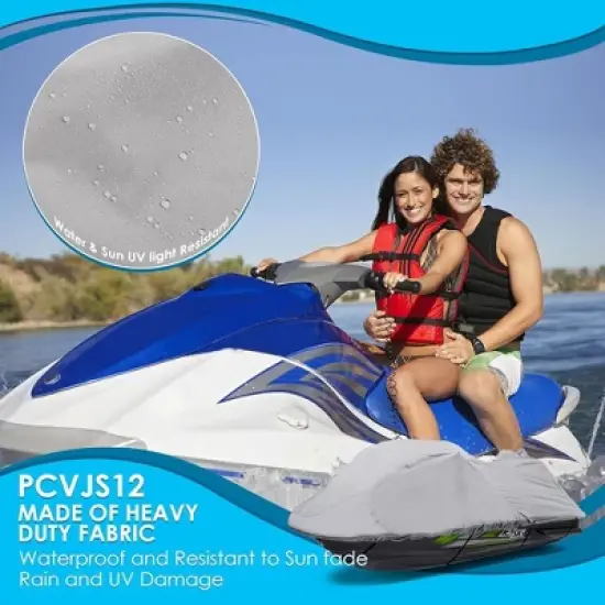 Pyle Jetski Protective Storage Cover for Weather Protection with Marine Grade Waterproof, Fits 118''-126'' image {4}