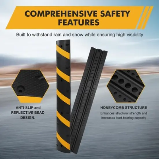 Garvee 2 Pack Rubber Speed Bumps with 25,000 Lbs Capacity, Ideal for Cable Protection On Asphalt, Concrete, and Gravel Roads image {4}