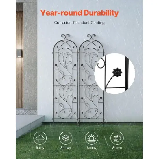 VEVOR Garden Trellis for Climbing Plants, 60 x 15 in, 2 Packs Rustproof Metal Garden Flower Trellis, Outdoor Climbing Rose Trellis Cucumbers Support image {4}