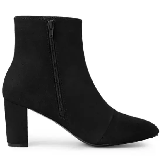 Allegra K Women's Dress Side Zip Chunky Heel Ankle Boots image {6}