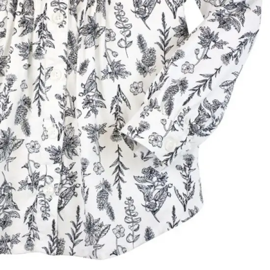 Hope & Henry Girls' Long Sleeve Ruffle Neck Button Down Blouse with Pintucking , Kids image {2}