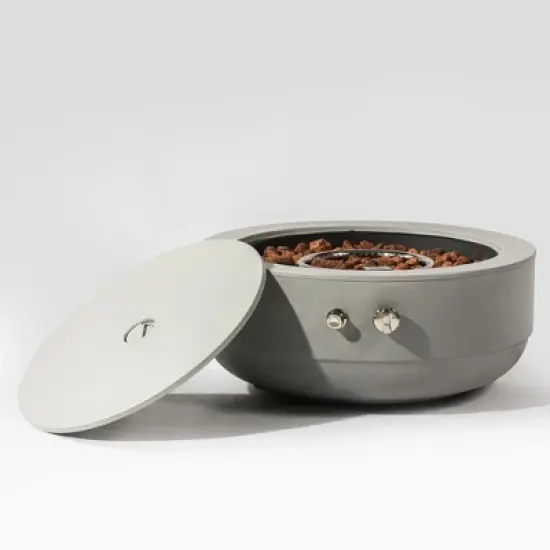 Christopher Knight Home Eugen Outdoor 40000BTU Round Fire Pit Bowl Concrete with Lid image {1}