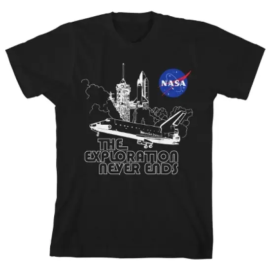 NASA The Exploration Never Ends Black T-shirt Toddler Boy to Youth Boy image {4}