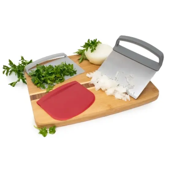 Norpro Nested Chopper and Scraper Set, Set of 3 Utensils, Red and Gray image {3}