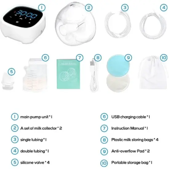 CARER SPARKS Double Breast Pump Electric - Wearable Hands Free Breast Pump Closed System Portable Breast Pumps image {5}