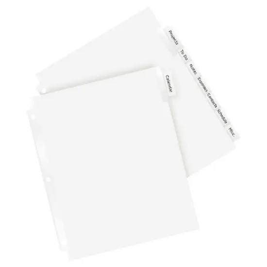 Avery Big Tab Insertable Extra Wide Dividers for 3 Ring Binders, 8-Tab Sets, Clear Tabs, 6 Sets (21940) image {6}