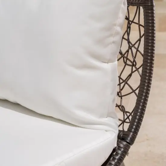 Curved Rattan Daybed with Cushions and Canopy, 2-Person Patio Lounger with Metal Frame, Outdoor Lounge Seating for Garden or Pool-The Pop Home image {6}