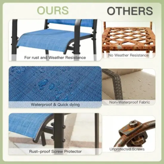 EROMMY 5 Piece Patio Dining Set, Outdoor Dining Table And Chairs Set For 4, 4 Textilene Chairs, 1 Iron Square Table, Patio Furniture Set For Deck image {7}