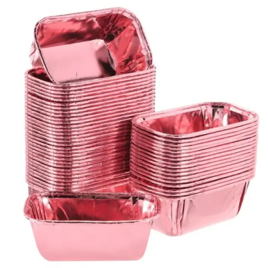 Unique Bargains Greaseproof Single-sided Aluminum Foil Cupcake Liners for Party 50 Pcs image {14}