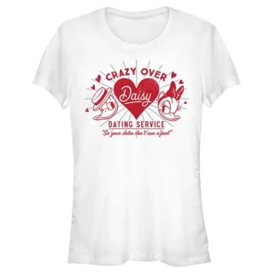 Junior's Mickey & Friends Valentine's Day Crazy Over Daisy Dating Service T-Shirt image {3}