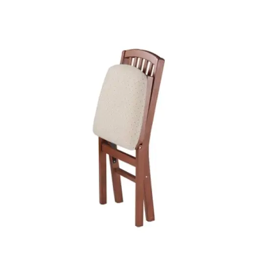 2pc Slat Back Folding Chairs Cherry - Stakmore image {3}