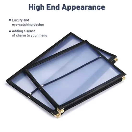 WeChef 30 Pcs Restaurant Menu Covers 8.5x14" 5 Page 10 View & 4.25x14" Half Page Wine List image {5}