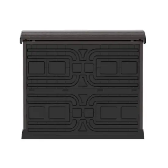 Duramax CedarGrain StoreAway 1200 Liter Capacity Outdoor Deck & Garden Storage Box w/ Panel Doors & Arc Lid for Patios, Pool Areas, & Driveways, Brown image {3}