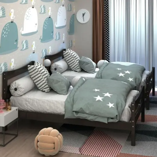 Costway Twin Size Platform Bed Frame Foundation w/Headboard &Wood Slat Support image {4}