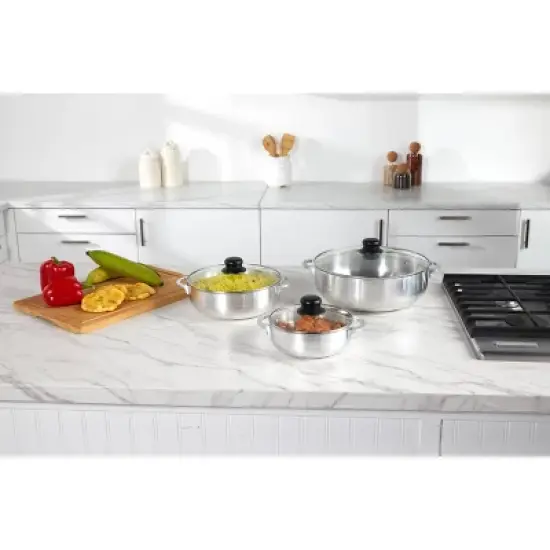 IMUSA 3pc Basic Caldero Set with Glass Lid: Aluminum Cookware, 6-Piece, Electric & Gas Compatible, Hand Wash image {3}