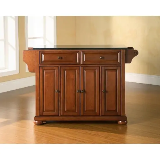 Alexandria Black Granite Top Kitchen Island - Wood & Cherry - Crosley image {2}