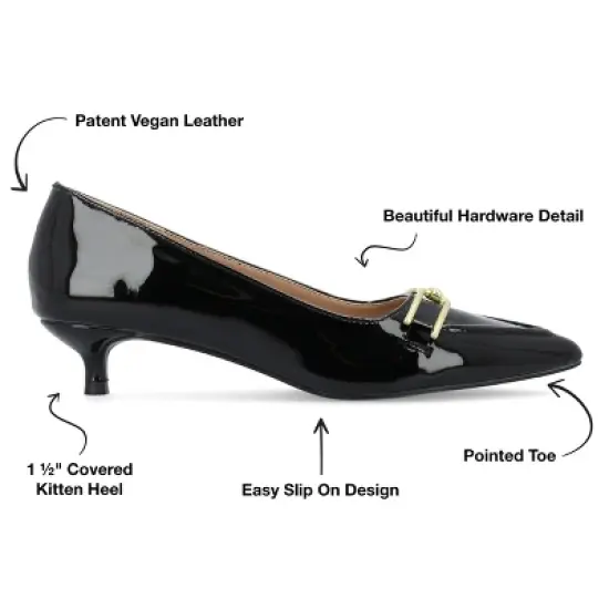 Journee Collection Womens Rumi Kitten Heel Loafer Pointed Toe Pumps image {7}