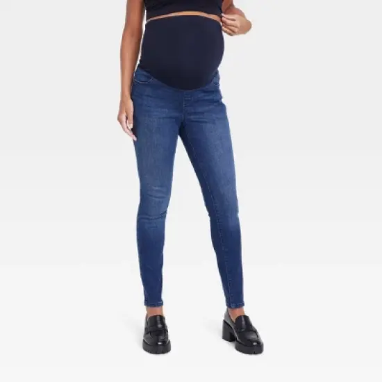 Over Belly Skinny Maternity Pants - Isabel Maternity by Ingrid & Isabel&trade; Blue image {5}