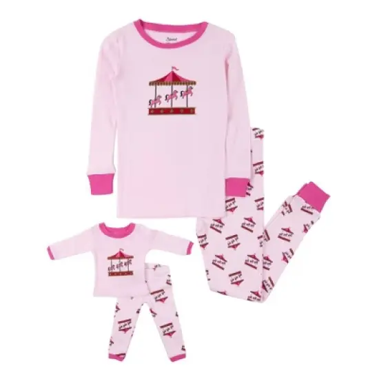 Leveret Girl and Doll Matching Cotton Pajamas image {4}