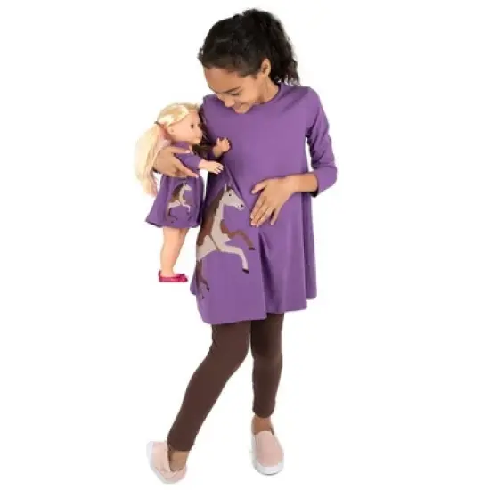 Leveret Girl and Doll Matching Animal Cotton Dress image {10}