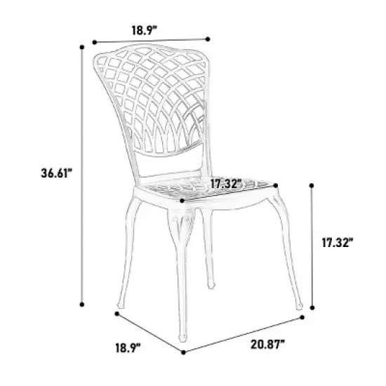 3 Piece Patio Seating Set, Aluminum Patio Accent Chairs Set Of 2 With Umbrella Hole,All Weather Square Metal Bistro Table Set -Maison Boucle image {2}