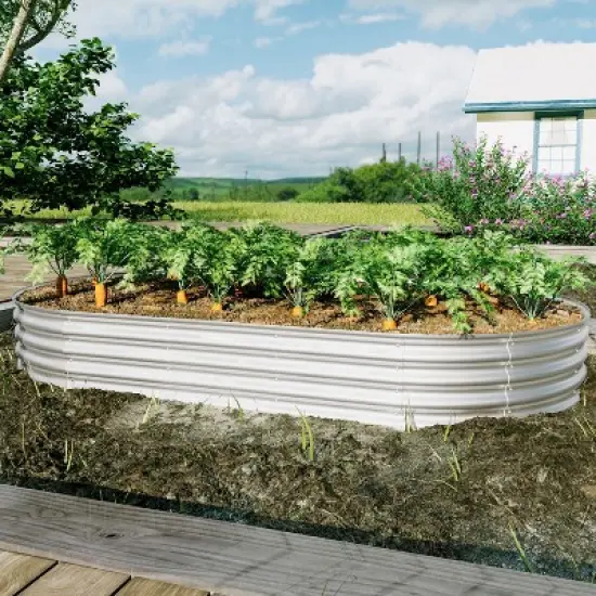 Okak Galvanized Steel Raised Garden Bed 12 Inch (2-Pack) Heavy Duty Rust-Resistant Planter Box Kit for Vegetables, Flowers, Herbs, Easy Assembly image {12}