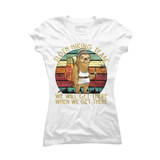 Junior's Design By Humans Sloth Hiking Team - We will get there, when we get there By andreastier T-Shirt image {4}