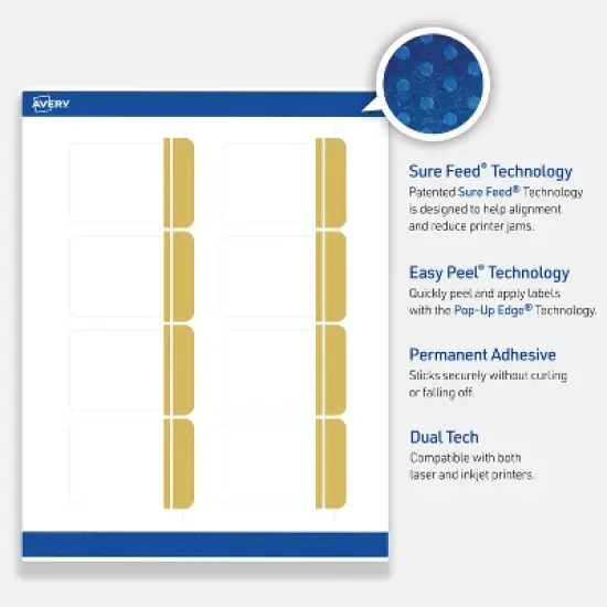 Avery 2" x 3" Labels, Gold Double-Dipped Edge, 80 ct image {2}